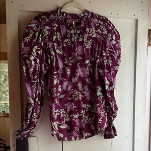 Free People Floral Purple Blouse